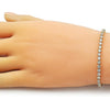 Pulsera Tennis 03.213.0326.07 Oro Laminado, con Zirconia Cubica Blanca, Pulido, Dorado