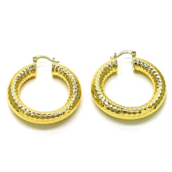 Argolla Mediana 02.163.0317.40 Oro Laminado, Diseño de Hueco, Diamantado, Dorado