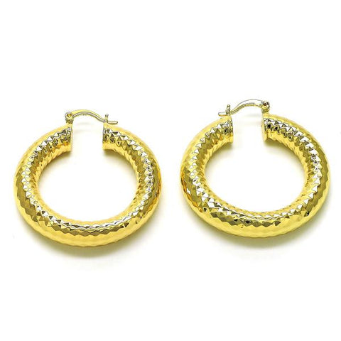 Argolla Mediana 02.163.0317.40 Oro Laminado, Diseño de Hueco, Diamantado, Dorado