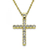 Dije Religioso 05.102.0046 Oro Laminado, Diseño de Cruz, con Zirconia Cubica Blanca, Pulido, Dorado