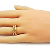 Anillo Elegante 01.341.0171 Oro Laminado, Diseño de Concha, Pulido, Dorado