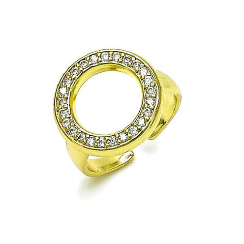 Anillo Multi Piedra 01.213.0055 Oro Laminado, Diseño de Cluster, con Micro Pave Blanca, Pulido, Dorado