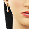 Arete Dormilona 02.163.0358 Oro Laminado, Diseño de Gota y Hueco, Diseño de Gota, Pulido, Dorado