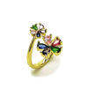 Anillo Multi Piedra 01.196.0040 Oro Laminado, Diseño de Flor, con Zirconia Cubica Multicolor, Pulido, Dorado