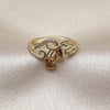 Anillo Multi Piedra 01.266.0057 Oro Laminado, Diseño de Mariposa y Oja, Diseño de Mariposa, con Micro Pave Blanca, Pulido, Dorado