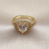 Anillo Multi Piedra 01.266.0062 Oro Laminado, Diseño de Corazon y Cluster, Diseño de Corazon, con Zirconia Cubica Blanca y Micro PaveBlanca, Pulido, Dorado