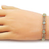 Pulsera Solida 03.213.0390.07 Oro Laminado, Diseño de Llave Griega, Pulido, Dorado