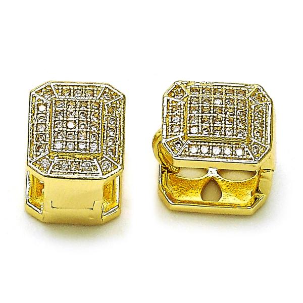 Argolla Huggie 02.283.0130.12 Oro Laminado, con Micro Pave Blanca, Pulido, Dorado