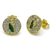 Arete Dormilona 02.411.0003 Oro Laminado, Diseño de San Judas, con Micro Pave Blanca, Pulido, Dorado