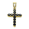 Dije Religioso 05.253.0183.3 Oro Laminado, Diseño de Cruz, con Zirconia Cubica Negro, Pulido, Dorado