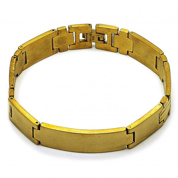 Pulsera Solida 03.114.0385.4.08 Acero Inoxidable, Diseño de Cruz, Pulido, Dorado