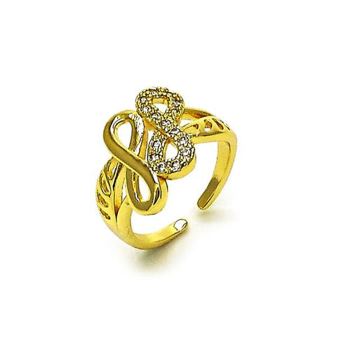 Anillo Multi Piedra 01.310.0047 Oro Laminado, Diseño de Infinito, con Zirconia Cubica Blanca, Pulido, Dorado