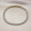 Pulsera Tennis 03.213.0344.07 Oro Laminado, con Zirconia Cubica Blanca, Pulido, Dorado