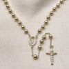 Rosario Mediano 09.213.0070.24 Oro Laminado, Diseño de Guadalupe y Crucifijo, Diseño de Guadalupe, con Zirconia Cubica Blanca, Pulido, Dorado