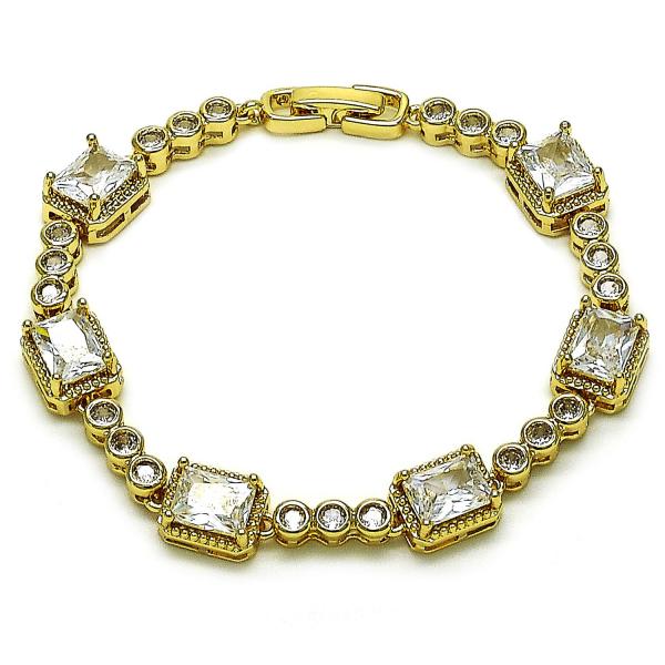Pulsera Tennis 03.283.0461.07 Oro Laminado, con Zirconia Cubica Blanca, Pulido, Dorado