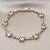 Pulsera Elegante 03.283.0311.3.07 Oro Laminado, con Zirconia Cubica Blanca, Pulido, Dorado