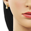 Arete Dormilona 02.341.0257 Oro Laminado, Diseño de Osito, con Perla Marfil, Pulido, Dorado
