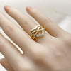 Anillo Elegante 01.310.0041 Oro Laminado, Diseño de Corazon y Infinito, Diseño de Corazon, con Zirconia Cubica Blanca, Pulido, Dorado