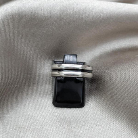 Anillo de Hombre 01.63.0703.07 Acero Inoxidable, Esmaltado Negro, Rodinado