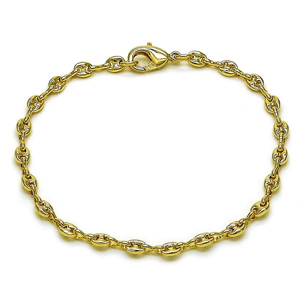 Pulsera Elegante 04.326.0005.07 Oro Laminado, Diseño de Puff Mariner, Pulido, Dorado