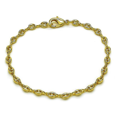 Pulsera Elegante 04.326.0005.07 Oro Laminado, Diseño de Puff Mariner, Pulido, Dorado