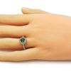Anillo de Boda 01.283.0054 Oro Laminado, Diseño de Cluster, con Zirconia Cubica Verde y Blanca, Pulido, Dorado