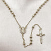 Rosario Fino 09.213.0063.24 Oro Laminado, Diseño de Guadalupe y Crucifijo, Diseño de Guadalupe, con Zirconia Cubica Blanca, Pulido, Dorado
