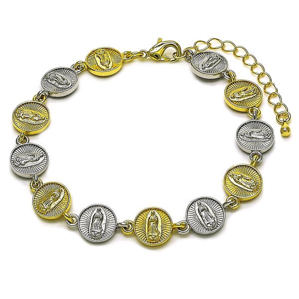 Pulsera Tennis 03.341.0241.07 Oro Laminado, Diseño de Guadalupe, Diamantado, Dos Tonos