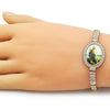 Pulsera Elegante 03.283.0477.07 Oro Laminado, Diseño de San Judas y Baguette, Diseño de San Judas, con Zirconia Cubica Blanca, Pulido, Dorado
