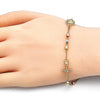 Pulsera Elegante 03.253.0030.08 Oro Laminado, Diseño de Guadalupe y Crucifijo, Diseño de Guadalupe, con Micro Pave Blanca, Diamantado, Tricolor