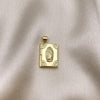 Dije Relicario 05.341.0075 Oro Laminado, Diseño de Guadalupe, con Micro Pave Blanca, Pulido, Dorado