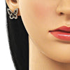 Arete Dormilona 02.344.0180.2 Oro Laminado, Diseño de Mariposa y Baguette, Diseño de Mariposa, con Zirconia Cubica Negro y Blanca, Pulido, Dorado