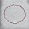 Pulsera Elegante 03.426.0021.2.07 Plata Rodinada, Diseño de Bola, con Cristal Rosado y PerlaBlanca, Pulido, Plateado