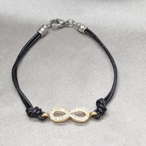 Pulsera Elegante 03.63.22130.08 Acero Inoxidable, Diseño de Infinito, con Cristal Blanca, Pulido, Dorado
