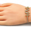 Pulsera Bolo Ajustable 03.341.0127.11 Oro Laminado, Diseño de Mama, con Micro Pave Blanca, Pulido, Dorado