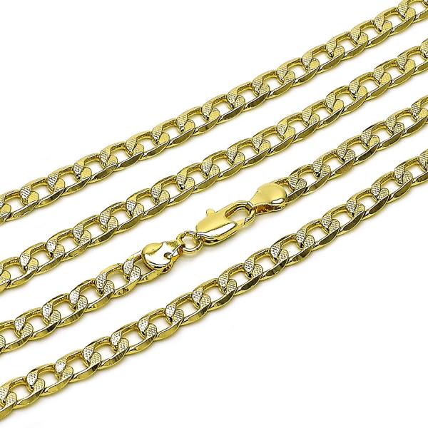 Gargantilla Básica 04.213.0342.24 Oro Laminado, Diseño de Cubana Pave, Pulido, Dorado