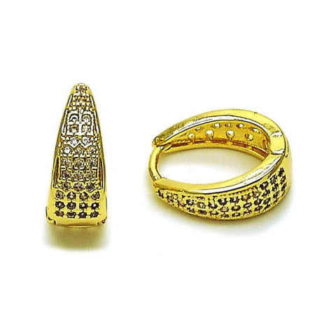 Argolla Huggie 02.283.0270.15 Oro Laminado, con Zirconia Cubica Blanca, Pulido, Dorado