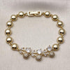 Pulsera Elegante 03.283.0474.1.07 Oro Laminado, Diseño de Cereza y Bola, Diseño de Cereza, con Zirconia Cubica Blanca y Micro PaveBlanca, Pulido, Dorado