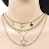 Gargantilla Elegante 04.437.0006.16 Acero Inoxidable, Diseño de Estrella y Paperclip, Diseño de Estrella, con Micro Pave Blanca, Pulido, Dorado
