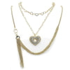 Gargantilla Elegante 04.437.0010.16 Acero Inoxidable, Diseño de Corazon y Rolo, Diseño de Corazon, con Zirconia Cubica Blanca, Pulido, Dorado