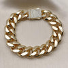 Pulsera Elegante 03.156.0043.08 Oro Laminado, Diseño de Miami Cubana, con Zirconia Cubica Blanca, Pulido, Dorado