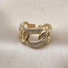 Anillo Multi Piedra 01.266.0051 Oro Laminado, Diseño de Cubana, con Micro Pave Blanca, Pulido, Dorado