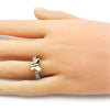 Anillo Multi Piedra 01.341.0144 Oro Laminado, Diseño de Chunky, con Zirconia Cubica Blanca, Pulido, Dos Tonos