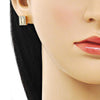 Arete Dormilona 02.342.0295 Oro Laminado, Diseño de Baguette, con Micro Pave Blanca y Zirconia CubicaBlanca, Pulido, Dorado