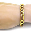 Pulsera Básica 03.256.0002.09 Acero Inoxidable, Diseño de Figaro, Pulido, Dorado