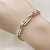 Pulsera Elegante 03.411.0079.07 Oro Laminado, Diseño de San Judas y Miami Cubana, Diseño de San Judas, Pulido, Tricolor