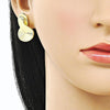 Arete Dormilona 02.156.0713 Oro Laminado, Diseño de Infinito y Concha, Diseño de Infinito, Diamantado, Dorado