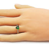 Anillo Multi Piedra 01.196.0031 Oro Laminado, Diseño de Corazon, con Zirconia Cubica Verde y Micro PaveBlanca, Pulido, Dorado