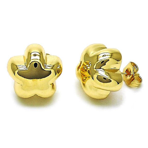 Arete Dormilona 02.202.0010 Oro Laminado, Diseño de Flor, Pulido, Dorado