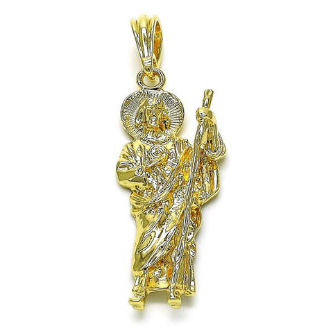 Dije Religioso 05.196.0006.1 Oro Laminado, Diseño de San Judas, Diamantado, Dorado